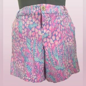 Lilly Pulitzer Jayne Pink sorbet High Altitude stretch shorts sz 14